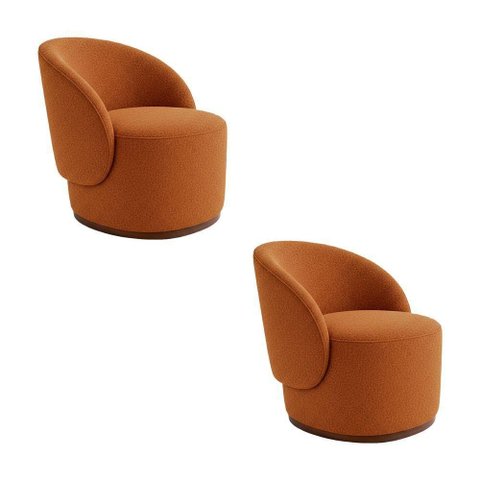Kit 2 Poltronas Decorativa Premium Orgânica para Recepção e Clinicas em Bouclê Italiano