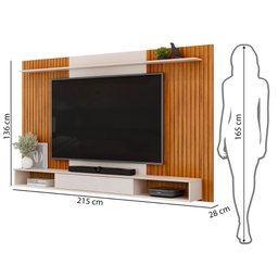 Painel para Tv até 70 Polegadas 1 Prateleira Dj Móveis Leo Freijó Off White - 9