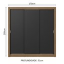 Ver imagem 4 de Guarda-roupa Casal 3 Portas de Correr Rustic/preto Sublime Plus Madesa