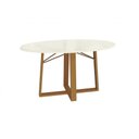 Ver imagem 1 de Mesa Jantar Elma Premium Madeira Maciça c/ Tampo Madeirado c/ Vidro 105x105cm Carvalho/Off White