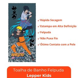 Toalha de Banho Infantil Naruto Felpuda Algodão Praia Piscina Lepper - 6