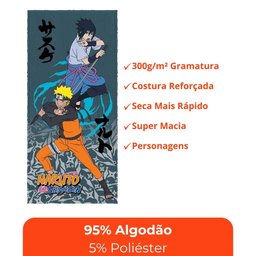 Toalha de Banho Infantil Naruto Felpuda Algodão Praia Piscina Lepper - 7