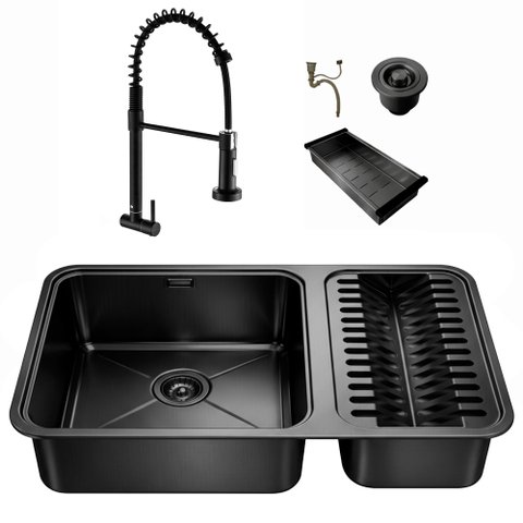 Kit Cuba Dupla Gourmet 64x40 Inox 304 com Torneira Brinovar Luxo