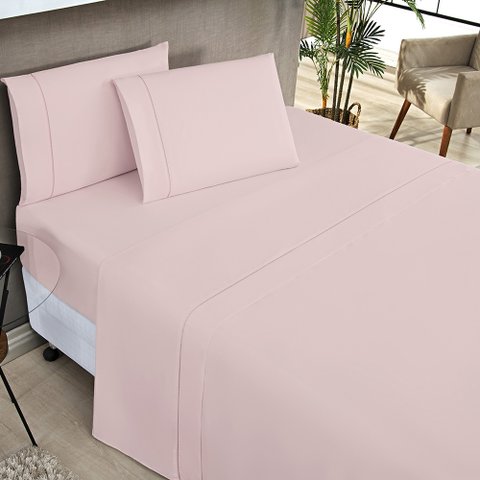 Jogo de Lençol King Elegance 200 Fios 4 Peças - Rosa