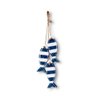 Penduricalho Trio de Peixes em Madeira  com Listra Azul Marinho 41x9x5,5 - 2