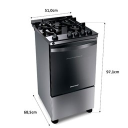 Fogão Brastemp 4 Bocas Inox com mesa de vidro, dupla chama e grill elétrico - BFO4VBR 110V - 3