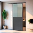 Ver imagem 2 de Porta de Correr Suspensa Meia Lambril Meia Vidro Dir L.25 Cinza 210x80 Brimak