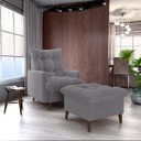 Ver imagem 1 de Conjunto P/ Sala Montreal 1 Poltrona Decorativas e 1 Puff Bouclê Cinza - Matrix