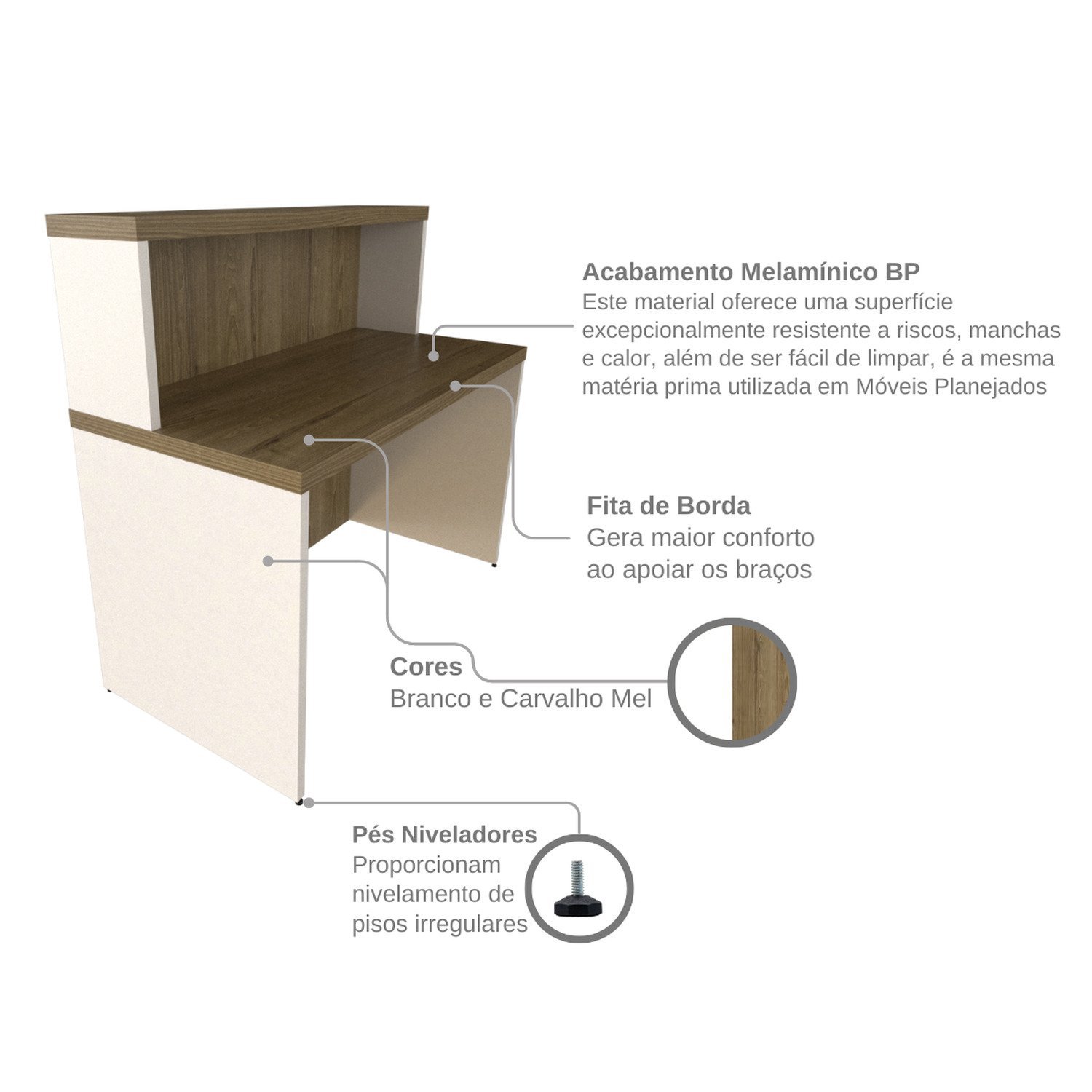 Balcão de Atendimento para Recepção - 120cm de Largura - 9