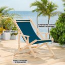 Ver imagem 2 de Conjunto 2 Espreguiçadeiras Preguiçosa Dobrável Madeira Maciça Natural com Tecido - Listrado Azul