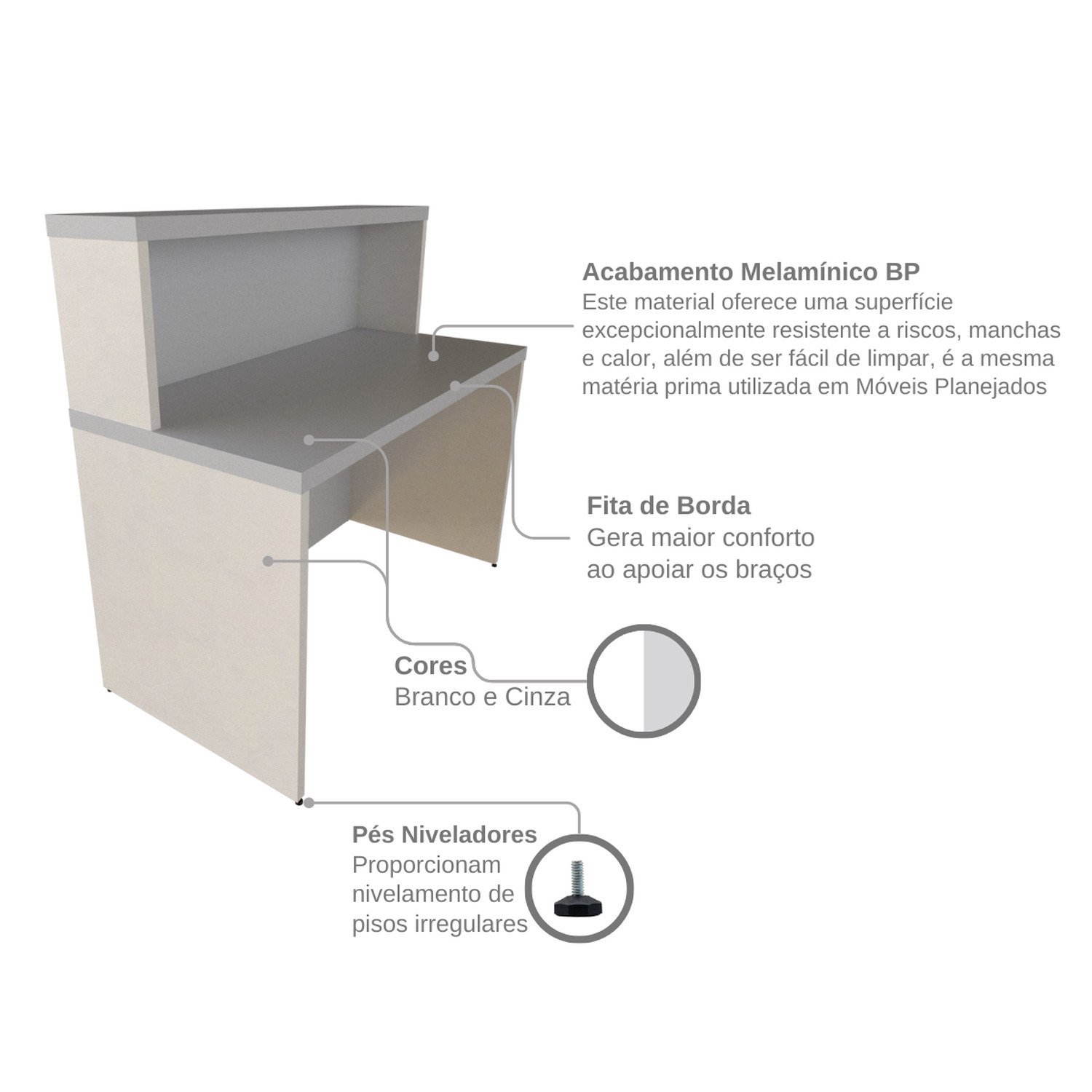 Balcão de Atendimento para Recepção - 120cm de Largura - 9