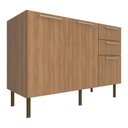 Ver imagem 1 de Balcão de Cozinha Gabinete para Pia 120cm 2 Portas 3 Gavetas Multimóveis Cr20441 Freijó