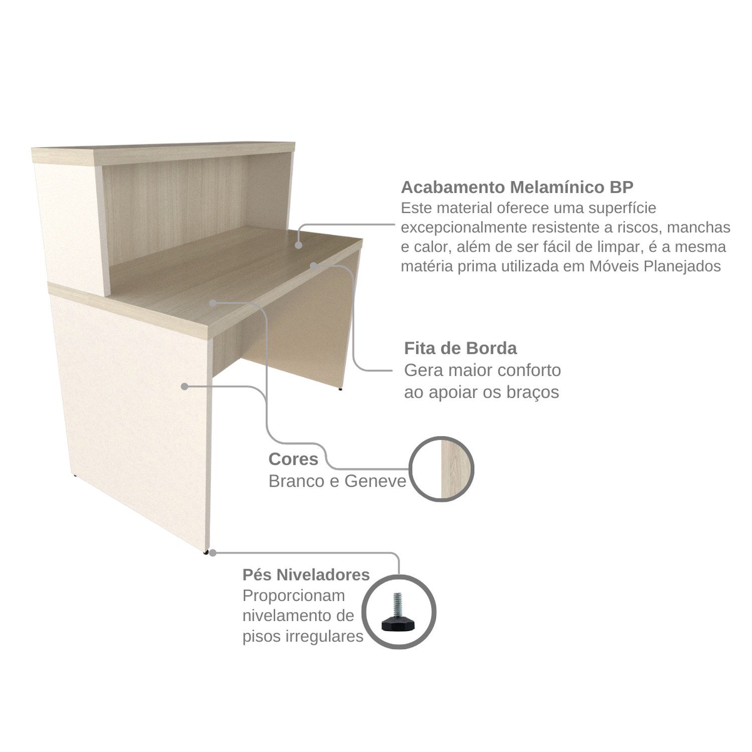 Balcão de Atendimento para Recepção - 120cm de Largura - 9