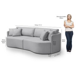 Sofá 3 Lugares 222cm Dakota Moderno - 3