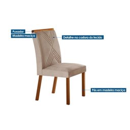 Sala de Jantar Completa Londrina Tampo Madeirado C/ Vidro Curvo 180x90 e 6 Cadeiras Amsterdã Imbuia - 4