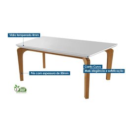 Sala de Jantar Completa Londrina Tampo Madeirado C/ Vidro Curvo 180x90 e 6 Cadeiras Amsterdã Imbuia - 3