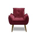 Ver imagem 3 de Poltrona para Sala Decorativa Opala Pés Madeira Suede Bordô Império Decor