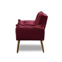 Ver imagem 4 de Poltrona para Sala Decorativa Opala Pés Madeira Suede Bordô Império Decor