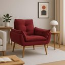 Ver imagem 2 de Poltrona para Sala Decorativa Opala Pés Madeira Suede Bordô Império Decor