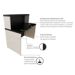 Balcão de Atendimento para Recepção - 120cm de Largura - 9