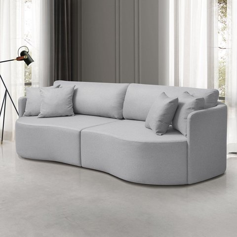 Sofá 3 Lugares 246 Cm Dakota Moderno Cinza Claro