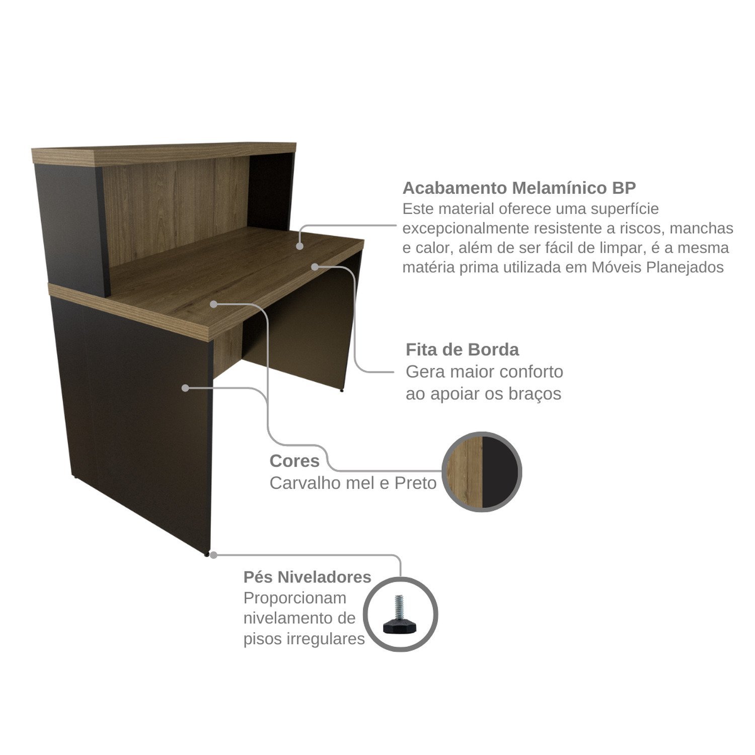 Balcão de Atendimento para Recepção - 120cm de Largura - 9