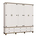 Ver imagem 1 de Guarda-roupa Retrô 5p 6g Off White-nogueira Roupeiro Casal