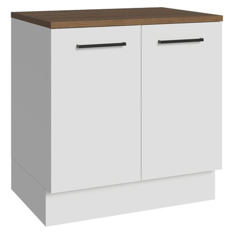 Balcão de Cozinha 80 cm 2 Portas Branco Tampo Rustic Agata Madesa