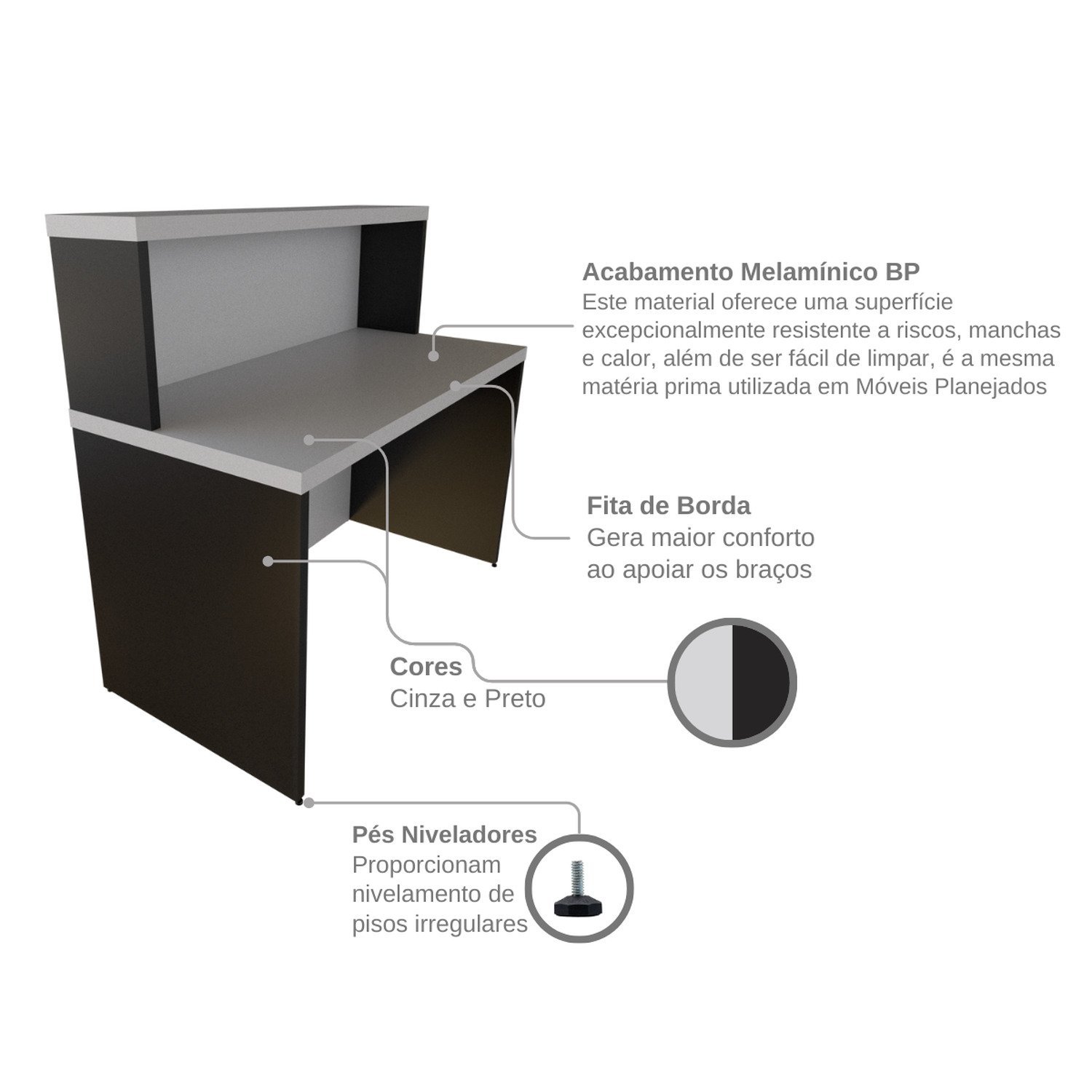 Balcão de Atendimento para Recepção - 120cm de Largura - 9