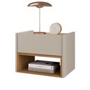 Ver imagem 1 de Mesa de Cabeceira Quarto Florença Suspensa com 1 Gaveta Off White/cedro
