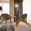 Ver imagem 2 de Kit 2 Poltronas Decorativa Orgânica Sala Living Kadosh L02 Linho Bege - Lyam Decor