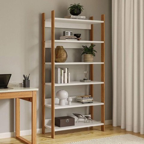 Estante Industrial Alta 93cm x 32cm x 180cm para Livros ou Decoração com 6 Prateleiras 100% MDF