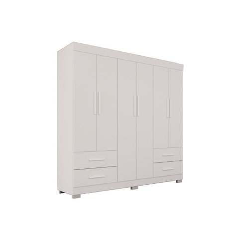 Guarda Roupas Casal Texas 6 Portas 4 Gavetas sem Espelho Salleto Branco