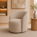 Ver imagem 2 de Poltrona Decorativa Yara Base Giratória Boucle Sala Estar Quarto Recepção Confortável