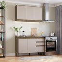 Ver imagem 1 de Cozinha Compacta Modulada 2 Peças 100% MDF com Tampo Connect Marrom/Duna/Cristal Ii