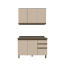 Ver imagem 2 de Cozinha Compacta Modulada 2 Peças 100% MDF com Tampo Connect Marrom/Duna/Cristal Ii