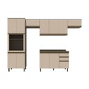 Ver imagem 2 de Cozinha Completa Modulada 5 Peças 100% MDF com Torre Quente Connect Marrom/Duna/Cristal Ii