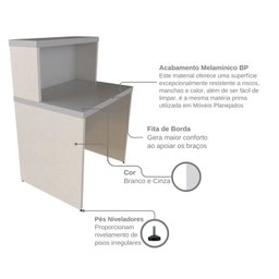 Balcão de Atendimento para Recepção - Pequeno 80cm de Largura - 10