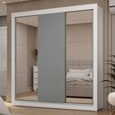 Ver imagem 1 de Guarda-roupa Casal 3 Portas de Correr com Espelhos 2 Gavetas Branco/cinza Sublime Madesa Branco/
