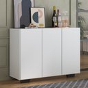 Ver imagem 6 de Aparador Buffet 3 Portas Com Pés Quadrados Veneza Multimóveis V1010 Branco/Preto Branco/Preto