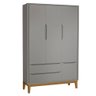 Guarda Roupa Infantil New Classic 3 Portas Cinza com Pés Madeira - Reller - 1