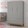 Guarda Roupa Infantil New Classic 3 Portas Cinza com Pés Madeira - Reller - 2
