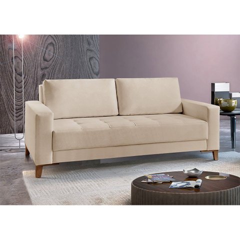 Sofá Fixo 2 Lugares Luxo 140 cm Orion Bege