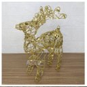 Ver imagem 1 de Rena Aramada Natal Iluminada 30 Led Dourada com Glitter 30cm