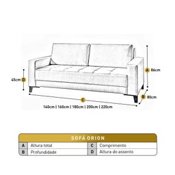 Sofá Fixo 2 Lugares Luxo 160 Cm Orion - 3