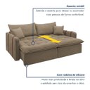 Ver imagem 5 de Sofá Cama Retrátil e Reclinável 3 Lugares Veludo Bege Escuro Michigan 220cm Yescasa