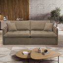 Ver imagem 2 de Sofá Cama Retrátil e Reclinável 3 Lugares Veludo Bege Escuro Michigan 220cm Yescasa