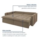 Ver mais imagens de Sofá Cama Retrátil e Reclinável 3 Lugares Veludo Bege Escuro Michigan 220cm Yescasa