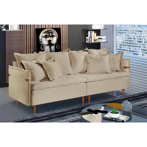 Sofá Fixo 2 Lugares Luxo 160 cm Atlas Bege Claro