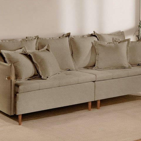 Sofá Fixo 2 Lugares Luxo 160 cm Atlas Bege